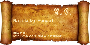 Malitsky Vendel névjegykártya